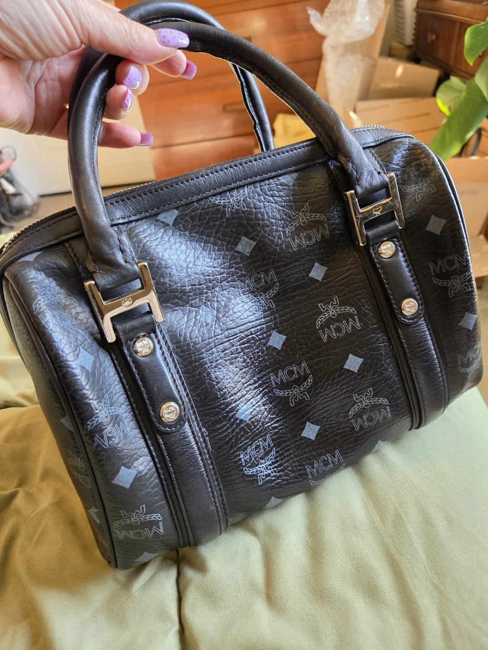 MCM Visetos Boston Bag With Matching Briefcase